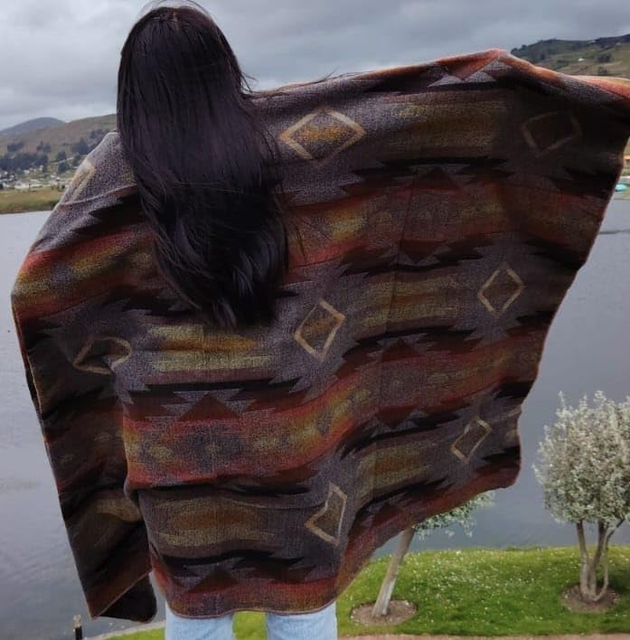Image of Alpaca Wool Blanket, Throw Size 78 x 47, Reversible 2 in 1, Thick and Ultra Soft, Hypoallergenic, Non-Itchy, Handmade in Ecuador. Premium Alpaca Wool Thtow Blanket for Cozy Comfort.(Brown and Orange)