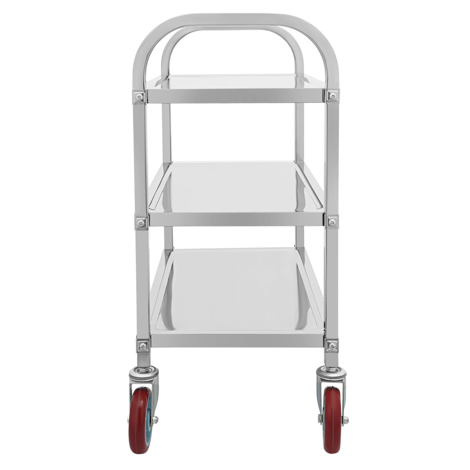 OUKANING Carro de cocina de acero inoxidable con 3 estantes, carro de servicio de alta capacidad de carga y ruedas silenciosas, isla de cocina móvil y estante de cocina para microondas, cocina