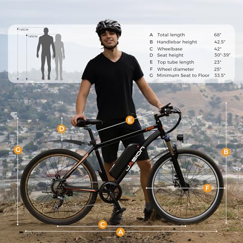 Image of Jasion EB5 Electric Bike for Adults 26 inch tire with 1000W Peak Motor | Removable Battery Commuting Electric Mountain Bike,Up to 40Miles,7-Speed and Front Fork Suspension Ebike