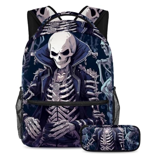 Cartables de grande capacité Série Dark Squelette avec trousse ado