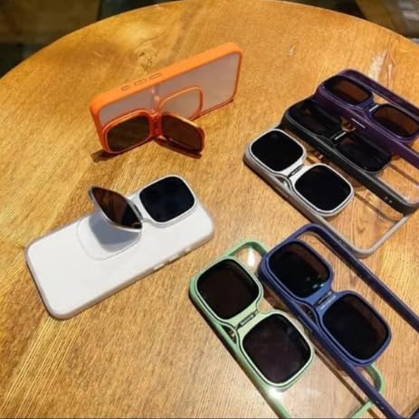 Image of Back Cover Case for iPhone 14 Shockproof Protective Eclipse Metal Stand Sunglasses Case(Orange)