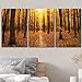 wall26 Canvas Print Wall Art Set Red & Orange Autumn Tree Forest at Dusk Nature Wilderness Photography Realism Rustic Scenic Colorful Multicolor for Living Room, Bedroom, Office - 24