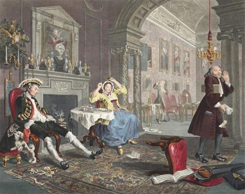 Pintura póster Matrimonio a la Mode II de William Hogarth, cuadro en lienzo de 60x90cm