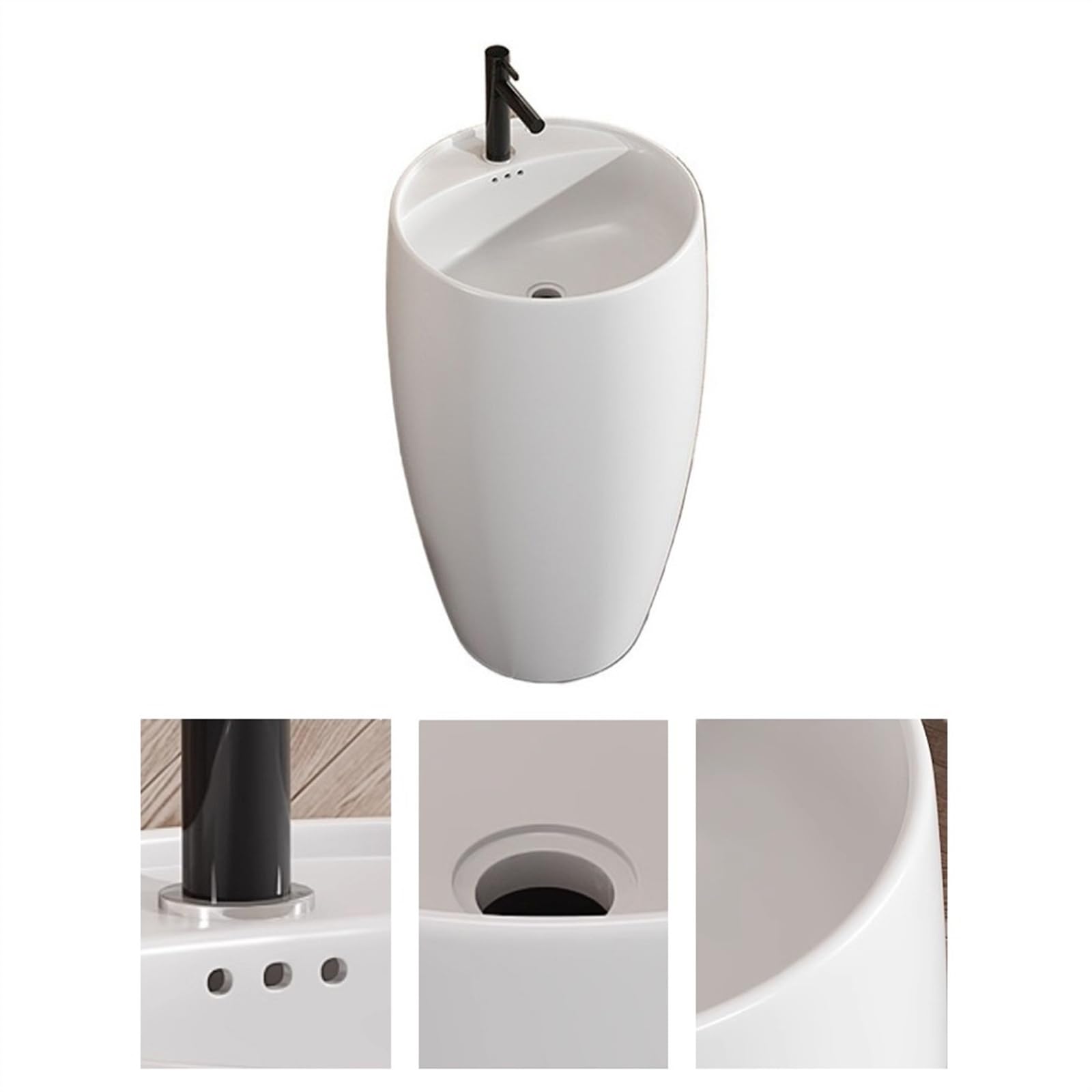 lavabo del baño Lavabo con pedestal for baño, lavabo de una pieza pie(Grey)
