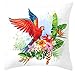 LOYYE Housses de Coussin Décoratif Fleur de Perroquet Rouge Velours Doux Jeter Taies d'oreiller Housse de Coussin de Voiture pour Salon canapé-lit décor de la Maison Ensemble Pillowcase,40x40cm T6003