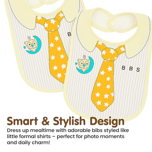 Image of Waterproof Spill Resistant Bibs, Baby Apron with Bib, Baby Bibs for 6 to 12 Months, Fastdry Bibs, Soft Cotton Bib (Set of 3)