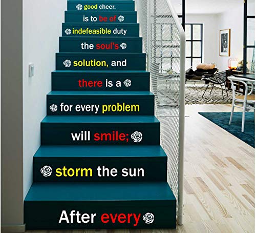 Image of CVANU Letters Wall Decor Stickers Stair Decals Quotes Stairway Decals Quote Steps Vinyl Stickers Lettering Family Staircase Decal Multicolor (Stairs-pg 48)