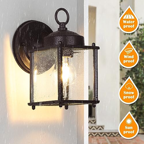 Image of MATAMEYE Outdoor Wall Lantern, Exterior Dark Chocolate Waterproof Wall Sconce Lighting Fixture, Front Door Wall Lamp with Clear Beveled Glass, 2 Pack