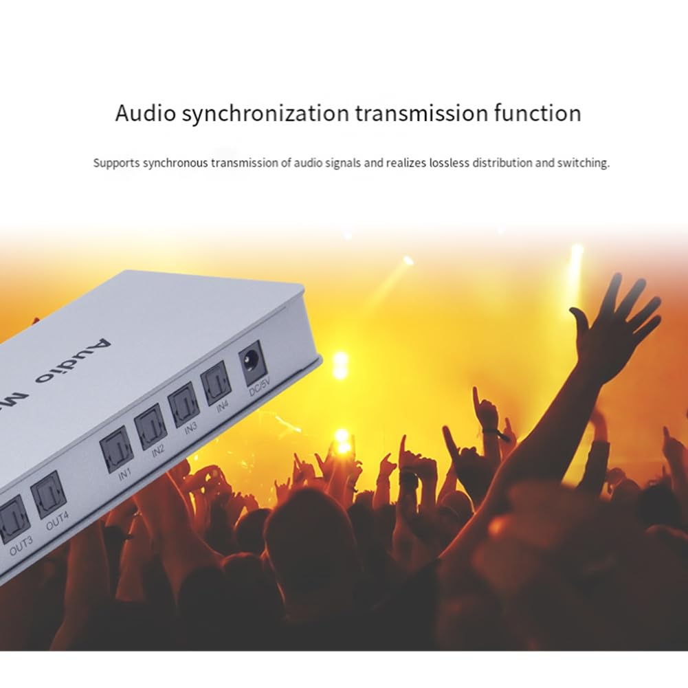 4 interruttori a matrice audio, splitter audio a matrice, splitter SPDIF TOSLINK, Digital Optical Audio Splitter 4 in 4 Out True Matrix Converter EU