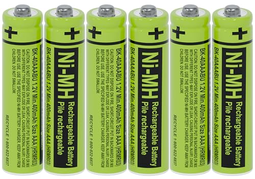 RocketBus 6-Pack BK-40AAABU Replacement 1.2V 400mAh Battery for Panasonic Cordless Phone System BK40AAABU