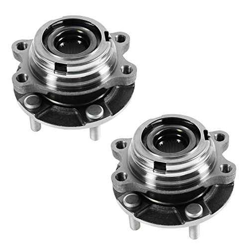 Image of TRQ Front Driver and Passenger Side Wheel Bearing and Hub Assembly Set 2 Piece Compatible with 2008-2012 Nissan Altima Base Model S SL Hybrid 2007 Altima Base Model S Hybrid with 4 Wheel ABS Brakes