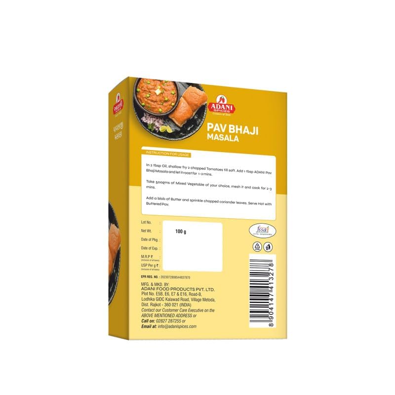 Image of Adani Spices Pav Bhaji Masala Powder, 100gm