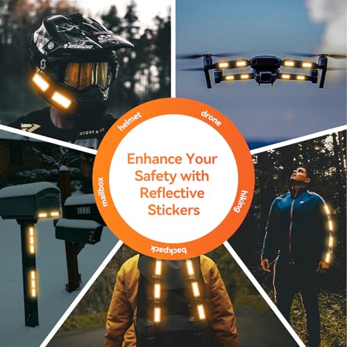 Image of 60Pcs Reflective Stickers, Warning Safety Reflective Sticker, Bike Stickers, Mailbox Reflectors, Reflective Stickers for Clothing, Reflective Helmet Stickers