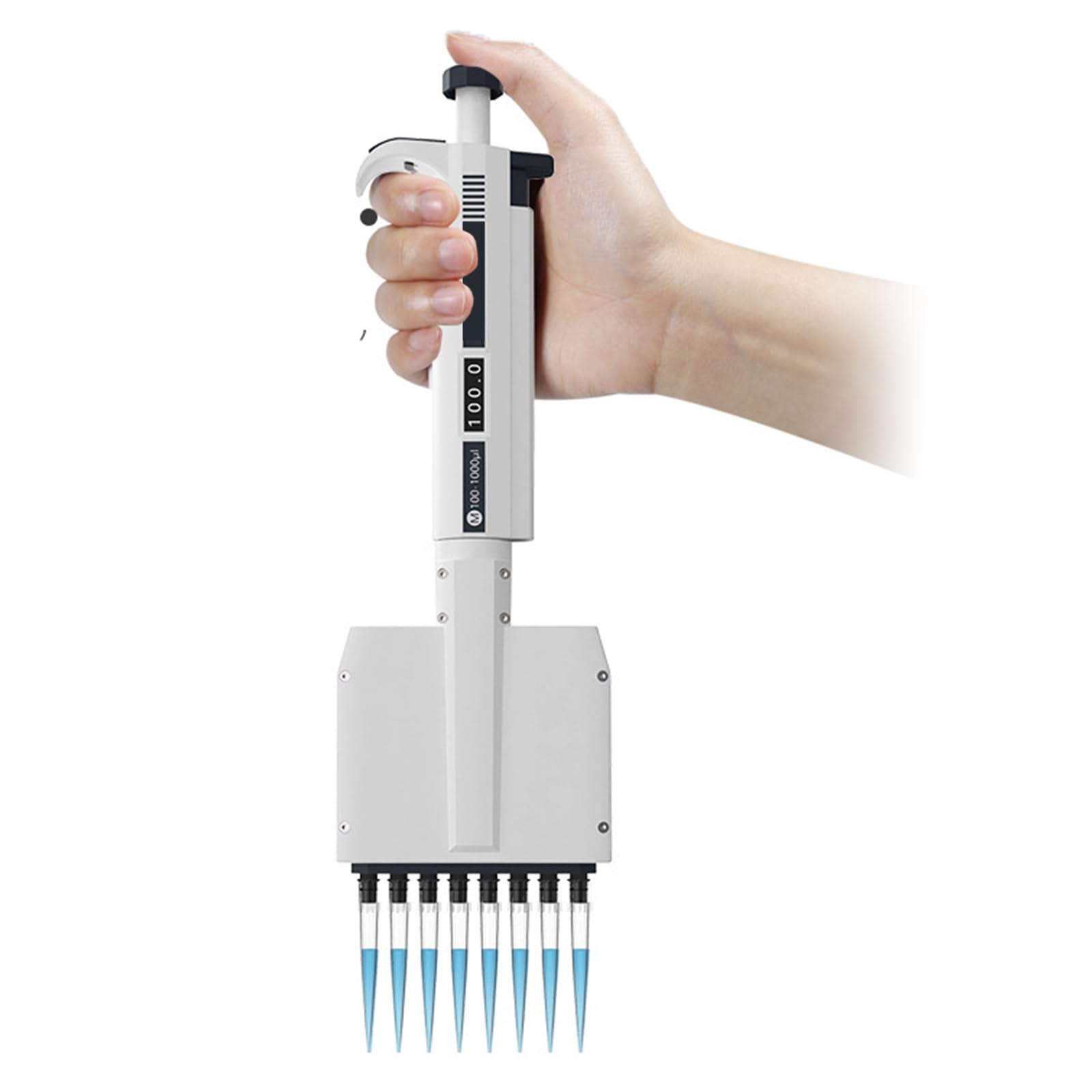 Pipeta Multicanal (8/12 Canales), Ajustable Digitalmente De 0,5 A 300 Μl, Punta Giratoria De 360° Y Pantalla LCD, Utilizada Para Cultivo Celular Y ELISA En Laboratorio.,M8-50