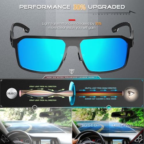 ATTCL Rectangular Men's Sunglasses Polarized UV Protection CarbonTX Sunglass for Driving, Fishing, Travel, Mens Shades4