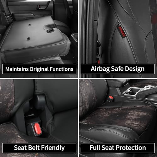 Image of EKR Tacoma Seat Covers Custom Fit for Toyota Tacoma 2016 2017 2018 2019 2020 2021 2022 2023 Double Cab /Crew Cab -Truck Seat Covers for Car Full Set,Faux Leather(Black /Woodland Camo)