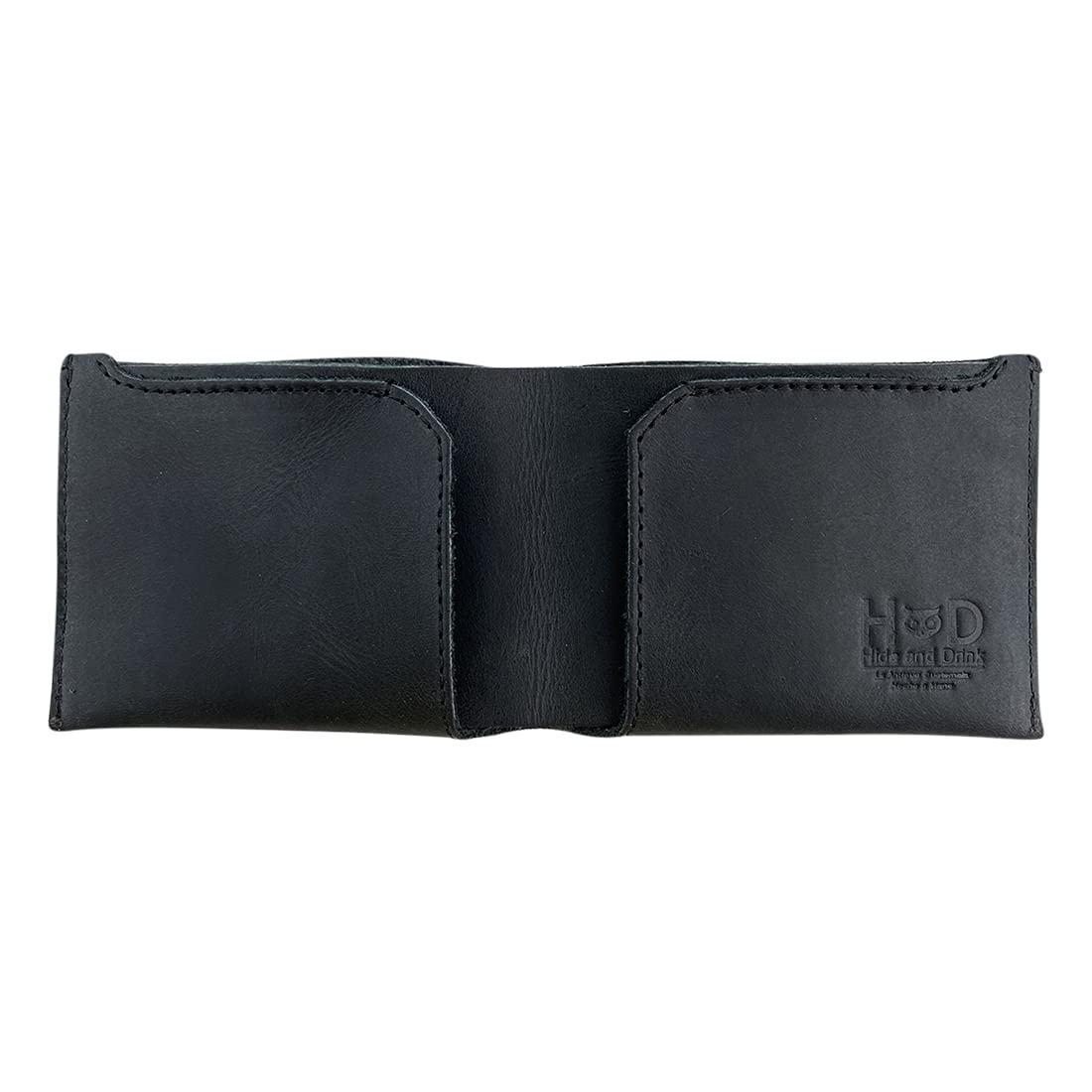 Hide & DrinkLeather Classic Wallet, Holds Up to 6 Cards Plus Flat Bills/Holder/Vintage/Travel/Pocket/Accessories, Handmade (Charcoal Black)