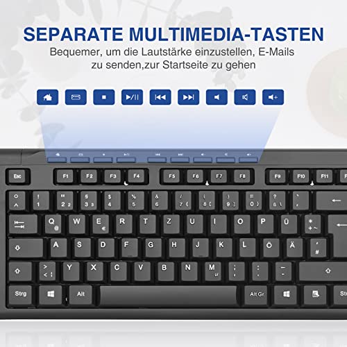 Rii Tastatur Kabelgebunden, PC Tastatur USB, Business Slim Tastatur mit Kabel für Computer, Laptop, Mac, Windows, macOS, QWERTZ Deutsches Layout– Schwarz – Bild 6