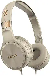 Fone de ouvido, PFO02G com Cabo Flat emborrachado, Concha almofadada, Bege/Rose Gold, Philco