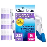 Clearblue Kinderwunsch Ovulationstest Kit Fortschrittlich & Digital, 30 Tests + 1 Halterung + 5 Schnelle Erkennung Schwangerschaftstests für Ergebnisse in nur 1 Minute, Fruchtbarkeitstest für Frauen