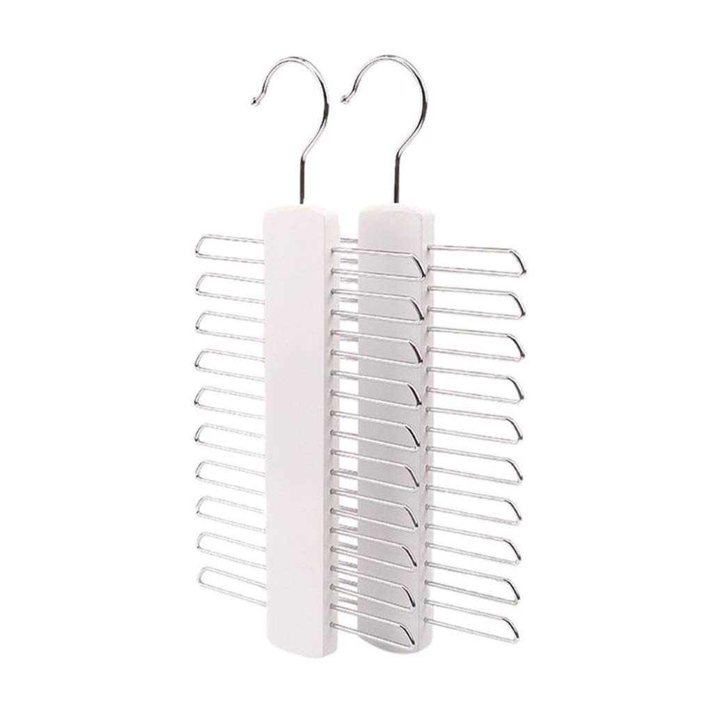 MOBYGKFY Wooden 20 Bar Tie Rack Hanger - Scarf, Belt, Accessory Organiser Useful for Hanging Belts and Scarves(Argento)