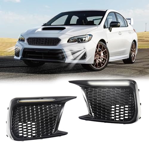 OSNLEW Amber Sequential Turn Signals Switchback White LED DRL Fog Light Lamp Cover Bezels Compatible with Subaru WRX STI 2018 2019 2020 2021