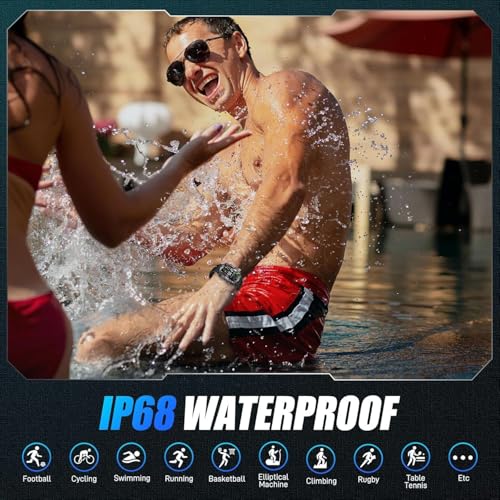 Image of Smart Watches for Men, Fitness Smart Watch for Android and iPhone, Fitness Tracker with Blood Pressure /Heart Rate /Sleep /100+ Sport Modes IP68 1.96 inch HD, 420 mAh, 2 Straps