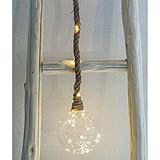 piratenlampe Hanfleine, Länge 50 cm HAB & GUT -LED018- Vintage Piratenlampe mit Seil Glaskugel 20 Lichter zum Hängen dekolicht warm weiß Batterie