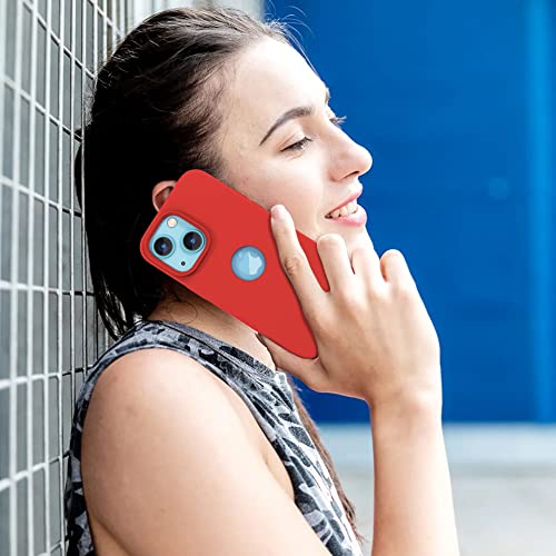 Image of Vaku Luxos Liquid Silicon Logo-Cut for iPhone 14 Plus Cover Case, Soft TPU, Shockproof, Scratch Resistant, 6 Feet Drop Protection, Compatible with iPhone 14 Plus Back Cover - Red