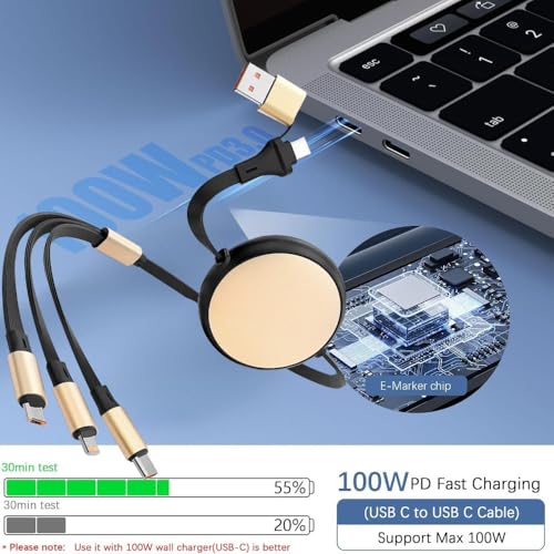The AutoStory AutoStory 100W 6-in-1 Retractable USB C Cable - Image 5