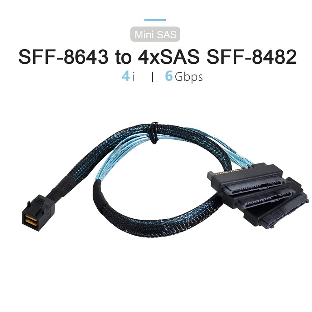 Xiwai Mini host interno de SAS SFF-8643 a 4 cable de incursión del servidor de datos del disco de destino SFF-8482 de SAS 29Pin SFF-8482 6Gbps