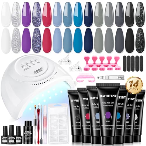 JEWHITENY 14-Color Nail Gel Kit with Lamp - All-in-One