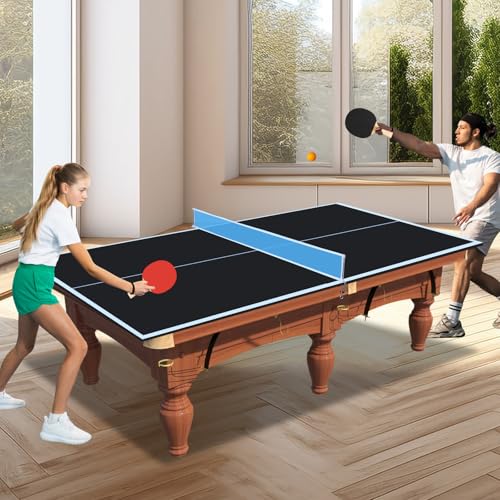 KEIKI 74FT Foldable Ping Pong Table Top 0.47 Portable Table Tennis Conversion Top for Indoor Games Quick Setup Single Side Upright Table Tennis Set for Adults Black