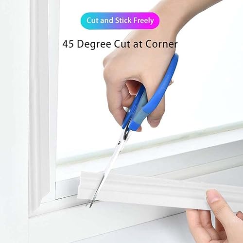 Miniatura 4 de Burlete de espuma sintética autoadhesiva para ventanas de 196 pulgadas, aislamiento acústico de ventanas y puertas (blanco)