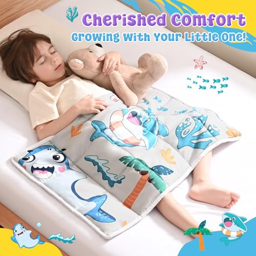 anfie Weighted Lap Pad 2 Pounds, Weighted Blanket Kids(20"*30") Cooling Blanket for Sleeping,Weighted Throw Blanket for Travel Indoor Outdoor(White Shark)
