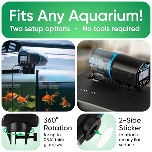 FISHNOSH Automatic Fish Feeder for Aquarium with Digital Thermometer - New Generation 2025, Auto Food Dispenser with Timer for Small Tank & Big Aquariums - Image 6