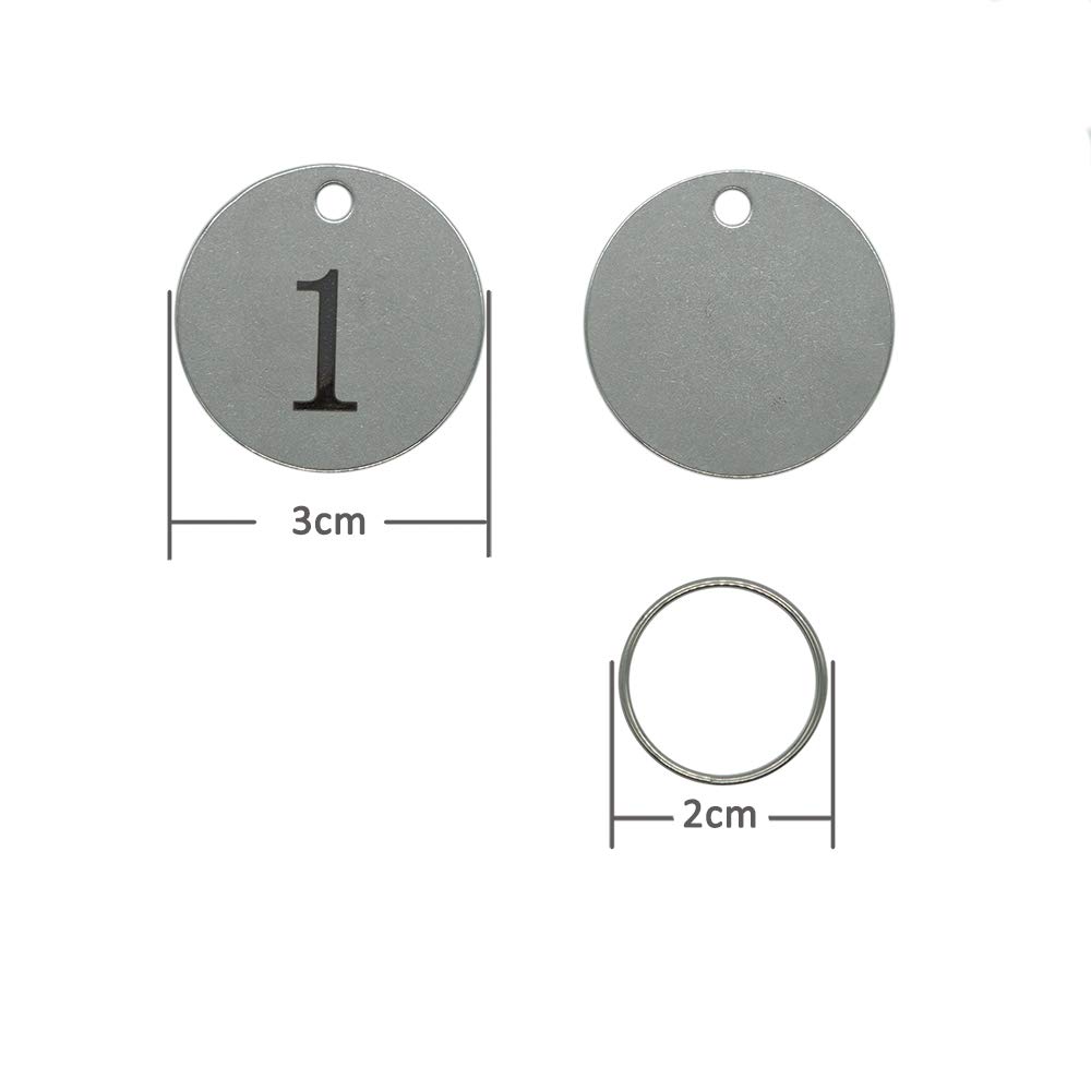 Targhetta metallica con numero identificativo con anello portachiavi (1-25)