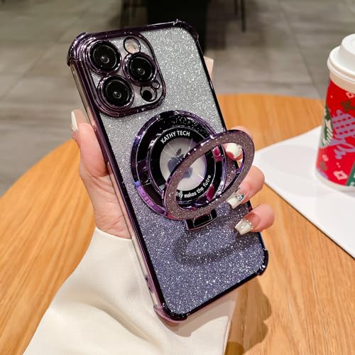 iPhone16 Pro Maxケース 6.9インチ 対応 グラデーション キラキラリング付き マグネット搭載 ワイアレス充電 全方位カラー レンズ保護 薄型 シンプル 韓国 人気 アイフォン16プロマックス携帯カバー かわいい 純正 耐衝撃 シリコン お