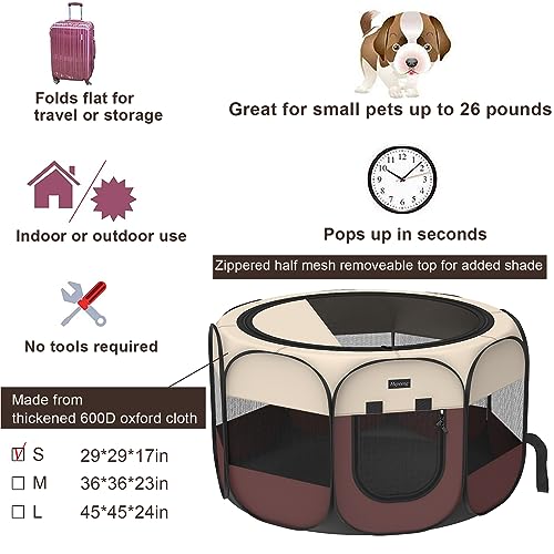 Hepeeng Portable Foldable Pet Playpen And Puppy Playpen Pet Tent With Carrying Case Collapsible Travel Bowl Indoor/Outdoor Use With Water Resistant And Removable Shade Cover #TOP2