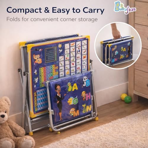 Image of Ultimate Kids Study Table and Chair Set | Foldable Metal Frame Study Desk for Kids | Portable Table Chair for Study, Homework, Drawing & Learning | Strong Children Desk (Blue)