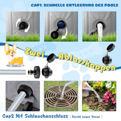 Gindoly Hundepool,Faltbare Hundepools für Kleine, Mittlere&Große,Swimmingpool Planschbecken Hundebadewanne Faltbarer für Hunde und Katzen,Abriebfest&Rutschfest-160 * 30cm