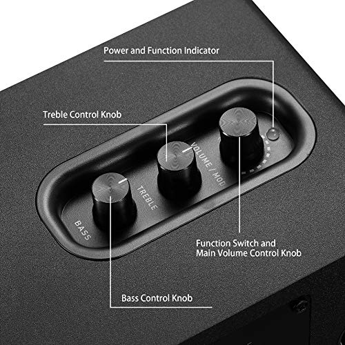 Sanyun SW208 3" Active Bluetooth 5.0 Bookshelf Speakers – 60W Carbon Fiber Speaker Unit - Built-in 24bit DAC - Dynamic 3D Surround Sound – 2.0 Computer PC Monitor Gaming Speakers (Pair, Black) by Sanyun - Image 3