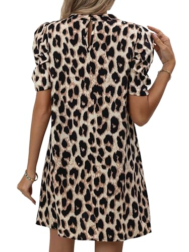 Robe décontractée chic léopard avec manches bouffantes volumineuses