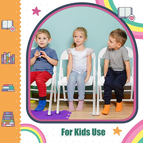 Queekay Kids Folding Chairs With Padded Seats And Backrest Foldable Steel Frame Kids Foldable Chair For Children Toddler Study Indoor Classroom Desk Tables Event Banquet Wedding (White) #TOP6