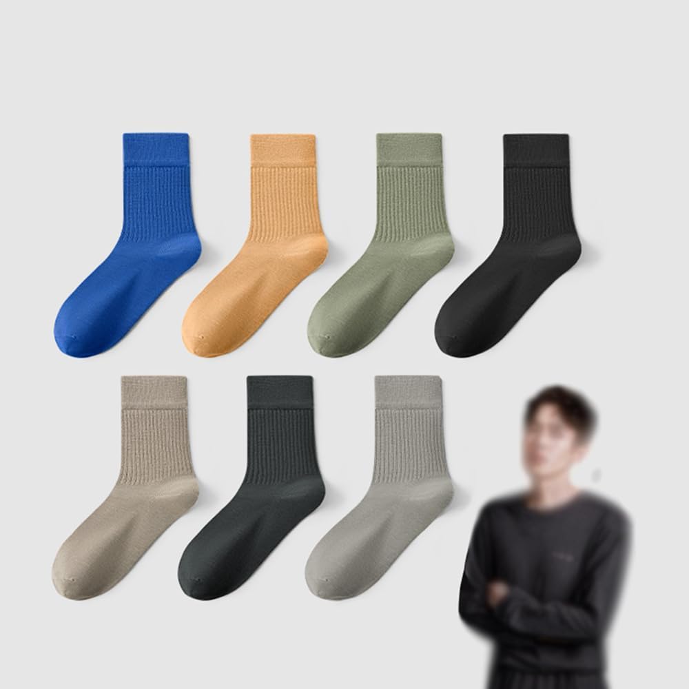 Chaussettes Basses Chaussettes Longues 6 Paires Chaussettes en Coton peigné Hommes Travail Sport Course mi-Mollet Chaussettes Amorti décontracté Respirant Chaussettes Coupe Confortable
