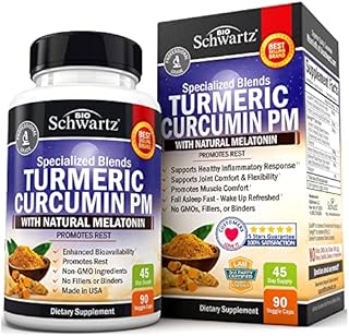 Turmeric Curcumin Rest Aid with Melatonin – Natural Rest Capsules with Valerian Root & L Theanine – Promotes Relaxation & Healthy Rest – Formulated for Joint Relief with BioPerine