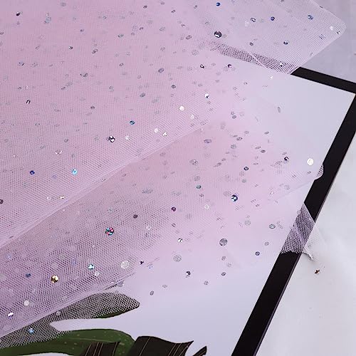 Luxurious Light Pink Glitter Tulle Fabric - 54" x 10 Yards Sequin Ribbon for Elegant DIY Crafts, Tutus, Weddings & Parties 3 Luxurious Light Pink Glitter Tulle Fabric - 54" x 10 Yards Sequin Ribbon for Elegant DIY Crafts, Tutus, Weddings & Parties - Image 2