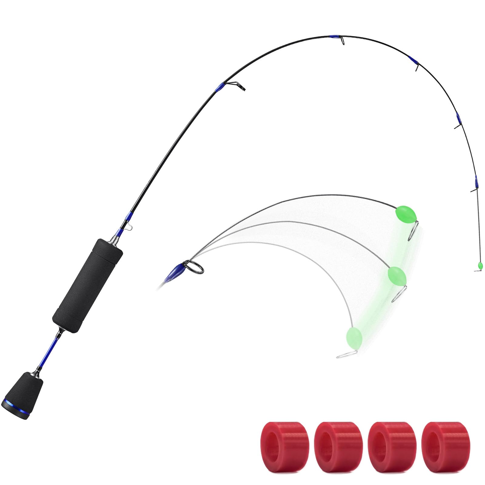 Piscifun ICE Focus Ice Fishing Rod, Titanium Spring Bobber Ice Fishing Rod, 26" UL/32 L, High Sensitive Ice Rod, Eco-Friendly Rubber Rings, Lightweight Ice Fishing Rod, Blue