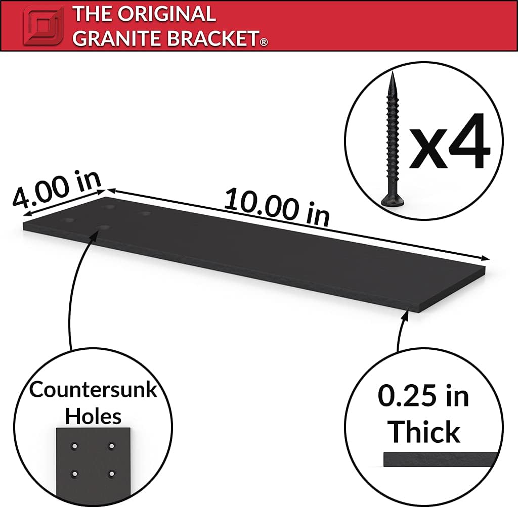 Heavy-Duty 4 Inch Steel Countertop Support Bracket (10 inch - 4PK) DIY Projects, Outdoor Projects, Kitchen Island Brackets, Made with American Steel by The Original Granite Bracket