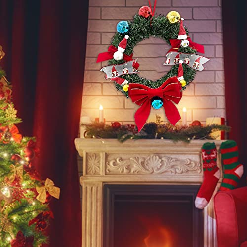 Fudao Christmas Decorations Ornaments Santa Wreath Christmas Ornaments Holiday Party Art Deco Supplies Small Door Wreath Christmas (Green, One Size) #TOP2